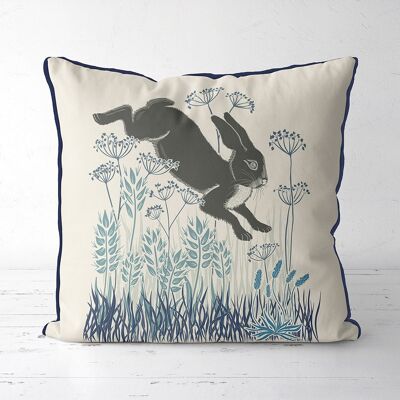 Country Lane Hare 5, Indigo Pillow, Cushion, 45x45cm