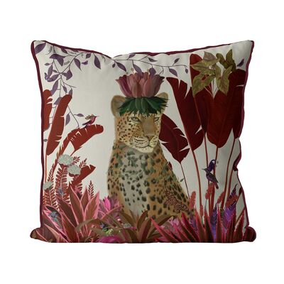 Leopard Tropical Red, Pillow, Cushion, 45x45cm