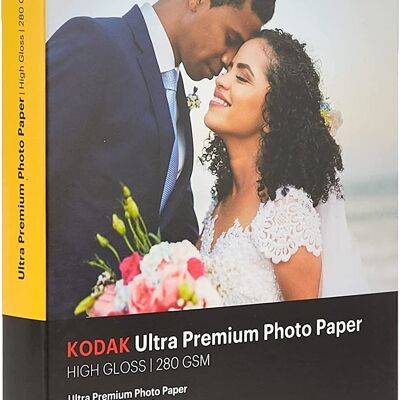 Papel fotográfico KODAK Ultra Premium - Paquete de 60 hojas de papel fotográfico de alta gama - Formato 10 x 15 cm (A6) - Acabado alto brillo - 280 g/m² - Compatible con todas las impresoras de inyección de tinta