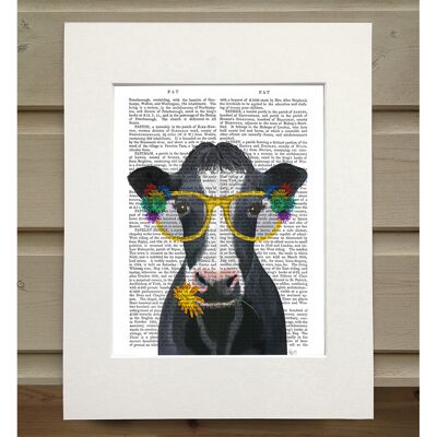Cow and Flower Glasses, Book Print, Art Print, Wall Art