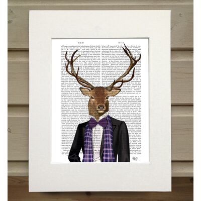 Deer in Evening Suit, Portrait, Book Print, Art Print, Wall Art