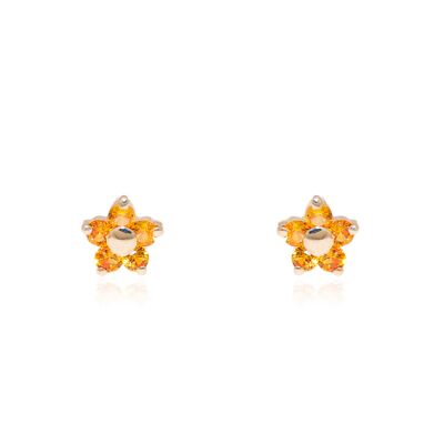 Pendientes Mujer/Niña Oro 9k Flor Topacio Citrino (8401P9K)