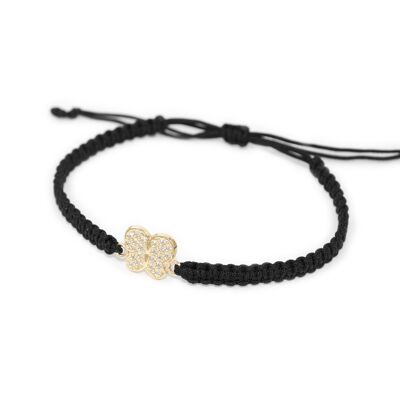 Pulsera de Oro macrame negro con Mariposa (8431PU9K)