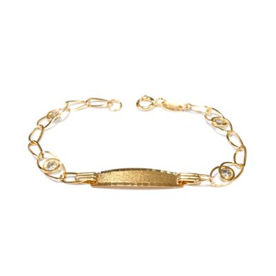 Pulsera esclava de bebe oro amarillo con circonitas (G1211PU)