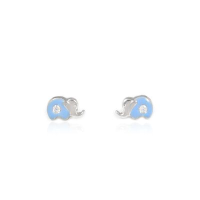 Pendientes Plata Elefante Esmaltado (AG-1970/PEF-Azul)