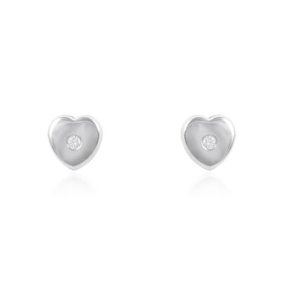 Pendientes de Plata Corazon centro circonita (AG1484)