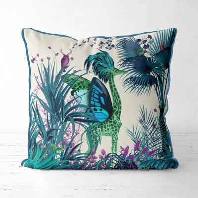 Tropical Blue Giraffes Pillow, Cushion, 45x45cm