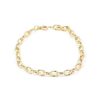 Pulsera Mujer oro eslabones ovales texturados (G1313PU)