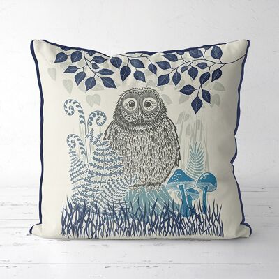 Country Lane Owl 2, Indigo Pillow, Cushion, 45x45cm