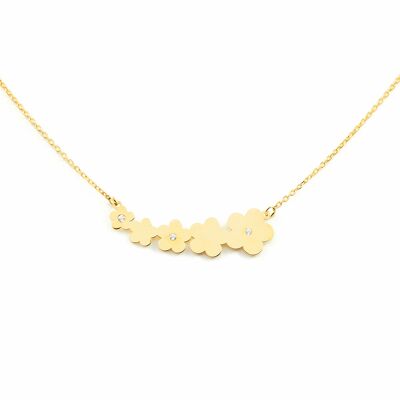 Collar oro margaritas unidas con circonitas (9Kts) (G1413G9K)