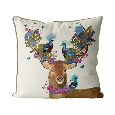 Deer Pillow, Birdkeeper & Blue Pigeons Pillow, Cushion, 45x45cm