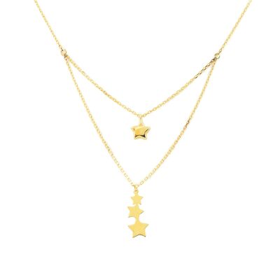 Collar oro doble estrellas (9Kts) (G1454G9K)