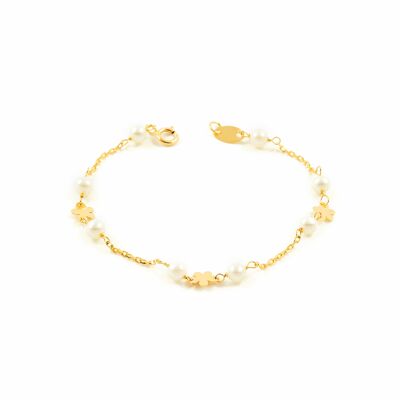 Pulsera Niña oro Flor desigual con perlas (G1470PU)