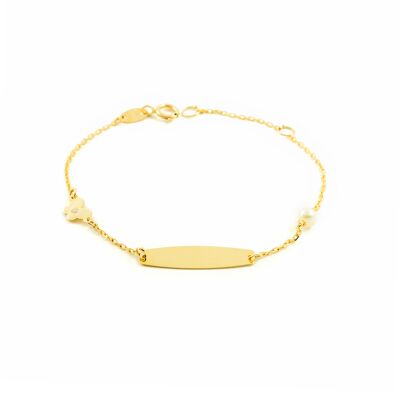 Pulsera Esclava Oro niña con mariposa y perla 4 mm (9kts) (G1478PU9K)