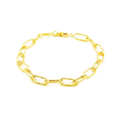 Pulsera Mujer oro eslabones ovales texturados (G1494PU)