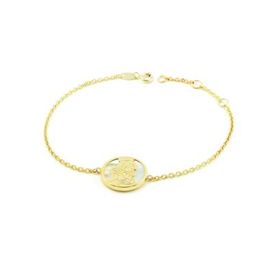 Pulsera oro angelito con nacar (9Kts) (G1497PU9K)