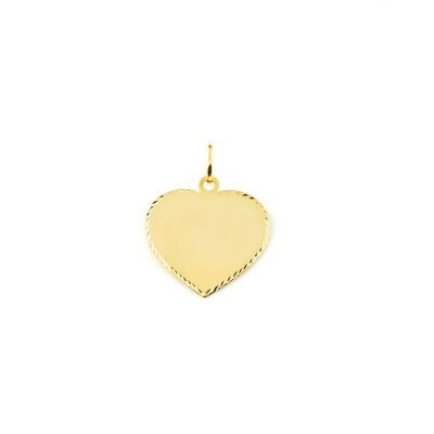 Colgante Oro corazón brillo grabado (9kts) (G1504C9K)