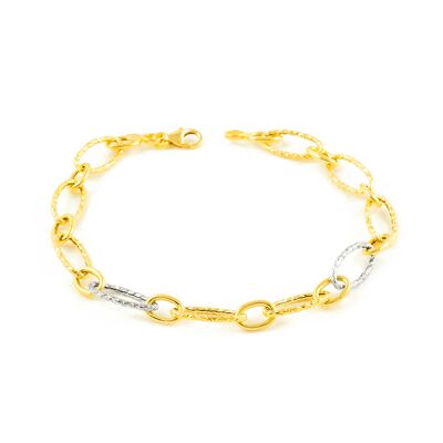 Pulsera Bicolor para mujer Eslabón oval Texturado (G1510PU)