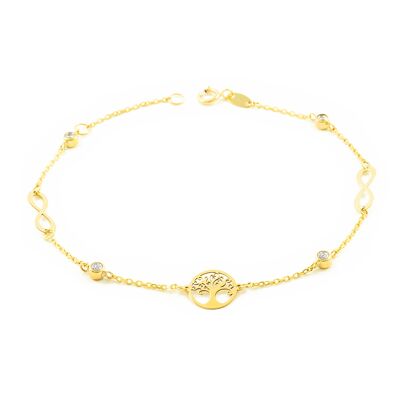 Pulsera oro Arbol de la Vida infinitos y circonitas (9Kts) (G1524PU9K)