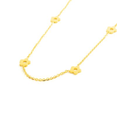 Collar oro con margaritas caladas lisas en brillo (G1515G)