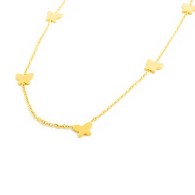 Collar oro con mariposas lisas en brillo (G1516G)