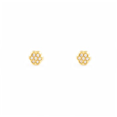 Pendientes Bebe Oro 18k Flor Circonita (T1659P)