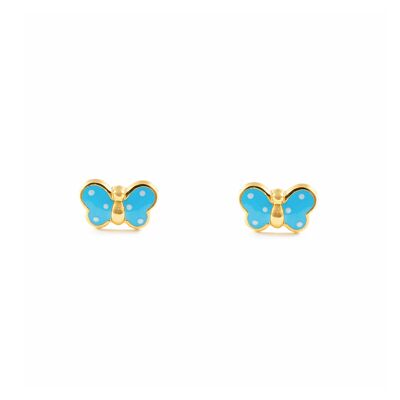 Pendientes Bebe/Niña Oro 18k Mariposa Esmalte Azul Claro (T1663P-Azul)