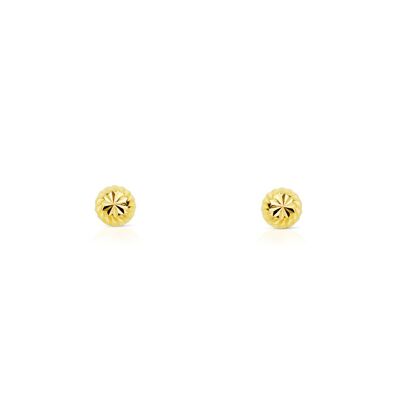 Pendientes Bebe Oro 18k Bola Media 4 mm Tallados (T1668P)