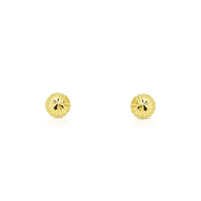 Pendientes Niña Oro 18k Bola Media 5 mm Tallados (T1669P)