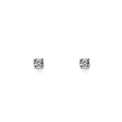 Pendientes Bebe Oro Blanco 9k Garra Circonita 3 mm (T1671P9K)