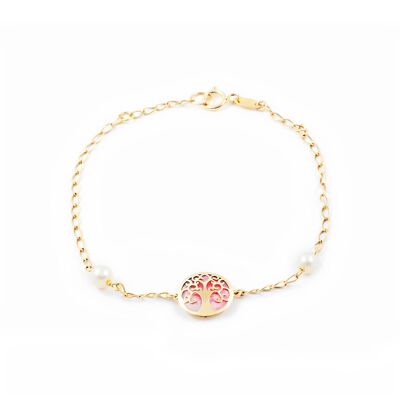 Pulsera Arbol de la Vida con nacar rosa (9Kts) (G2134PU9K)