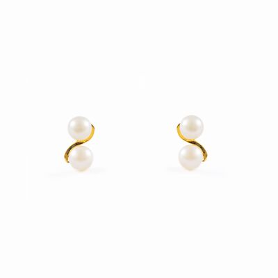 Pendientes Bebe/Niña Oro 18k Perla Redonda 3 mm (T1713P)