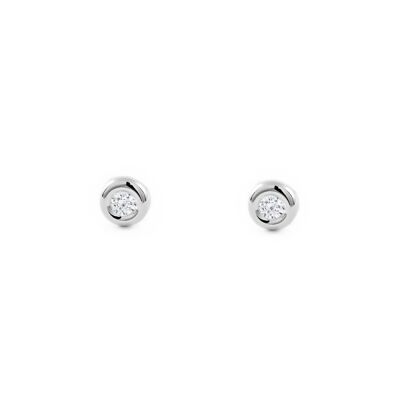 Pendientes Bebe/Niña Oro Blanco 18k Donut Mediano Circonita 2,5 mm (T1733P)