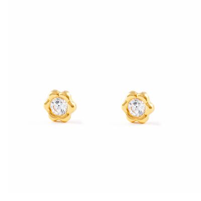 Pendientes Niña Oro 18k Flor Circonita (T1738P)