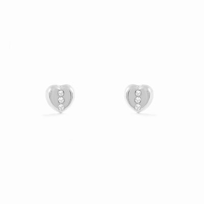 Pendientes Bebe/Niña Oro Blanco 18k Corazón Circonita (T1742P)