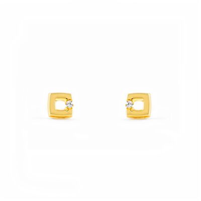 Pendientes Bebe/Niña Oro 18k Cuadrado Circonita (T1747P)