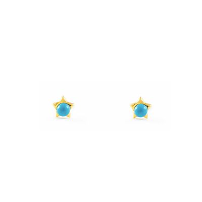 Pendientes Bebe Oro 18k Estrella Turquesa 2,5 mm (T1767P)