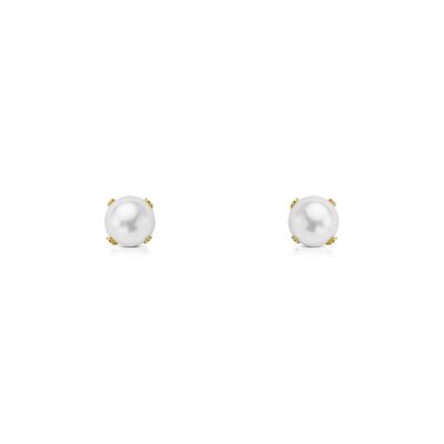 Pendientes Niña Oro 18k Perla Redonda 5 mm (T1773P)