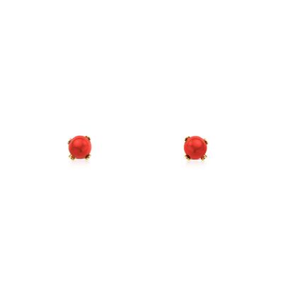 Pendientes Bebe Oro 18k Garra Coral 3 mm (T1775P)