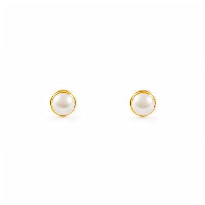 Pendientes Bebe Oro 18k Orla Perla Redonda 4 mm (T1779P)