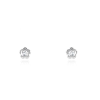 Pendientes Bebe Oro Blanco 9k Flor Circonita (T1725P9K)