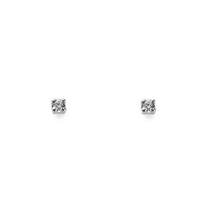 Pendientes Bebe Oro Blanco 9k Garra Circonita 2 mm (T1721P9K)