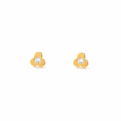 Pendientes Bebe Oro 18k Trebol Circonita (T1785P)