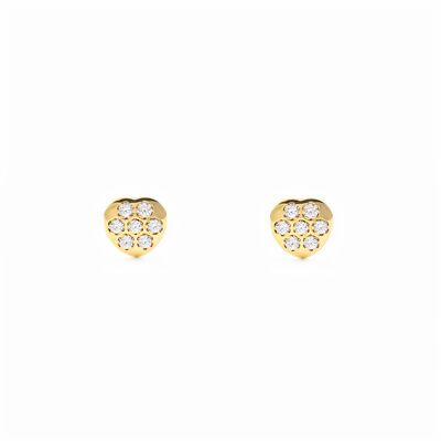 Pendientes Niña Oro 18k Corazón Circonita (T1791P)