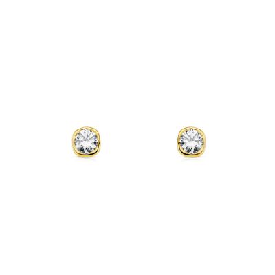 Pendientes Bebe Oro 18k Chatón Cuadrado Circonita (T1797P)