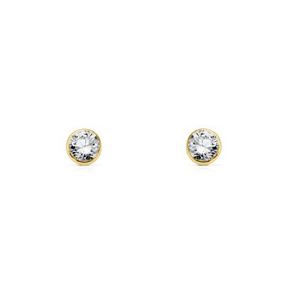 Pendientes Niña Oro 18k Chatón Redondo Circonita (T1798P)