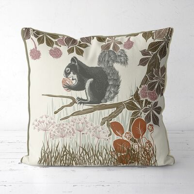 Country Lane Squirrel 1, Earth Pillow, Cushion, 45x45cm