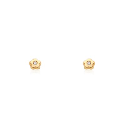 Pendientes Bebe Oro 18k Flor Circonita (T1811P)