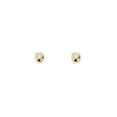 Pendientes Bebe/Niña Oro 18k Chatón Galería Circonita 3 mm (T1821P)