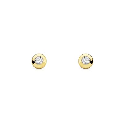 Pendientes Niña Oro 18k Chatón Galería Circonita 4 mm (T1823P)